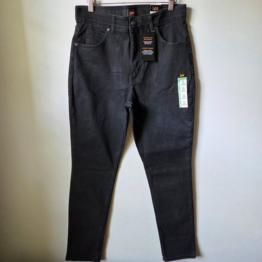 NWT LEE FLEX MOTION WAISTBAND BLACK SKINNY JEANS SIZE 14